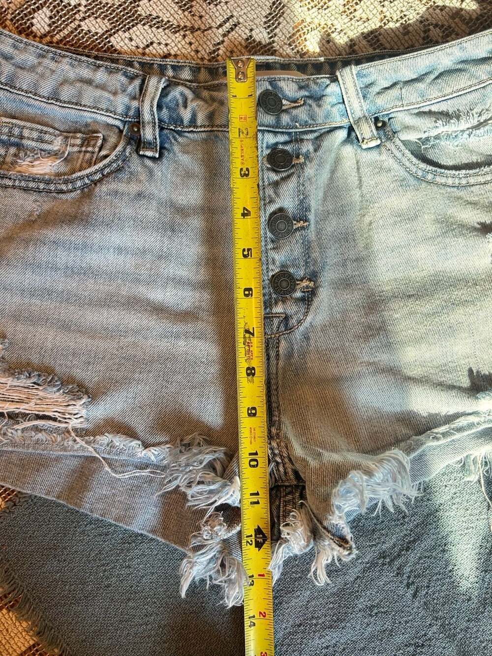 Hidden Jeans High Rise Distressed Button Fly Denim Shorts - Picture 7 of 8